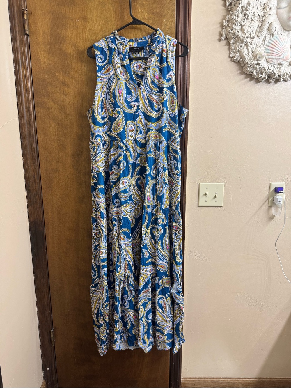 CeCe Teal Blue Paisley Midi Dress